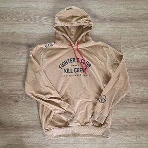 Kill Crew Tan Hoodie with Red Drawstrings, Size Large